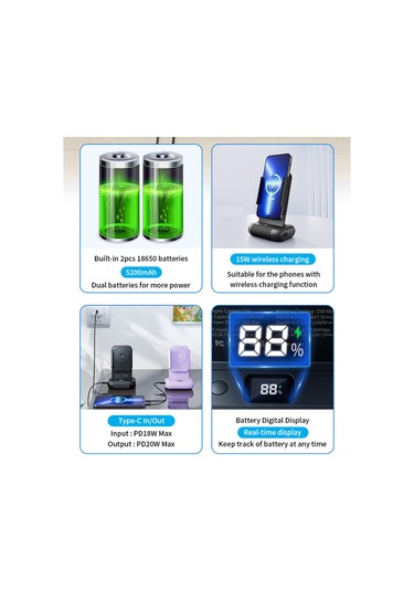 Wezone Rx01-b Yeşil Telefon Tutucu: Bluetooth Kumanda, 15w Kablosuz Şarj, Döner Stand, Batarya İle Fotoğraf Çekim Yardımcısı