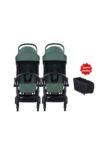 Bumprider Connect³ İkiz Bebek Arabası / Black - Olive & Yan Düzenleyici + Çanta