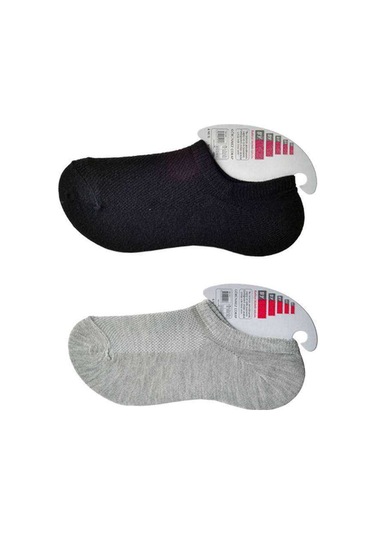 Siyah Ve Gri Kadın Görünmez Çorap 9 Çift Çok Renkli