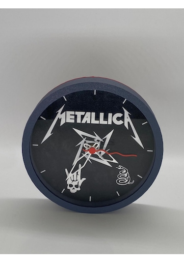 Metallica Temalı, Koyu Gri Kasa, Dekoratif Duvar Saati Siyah