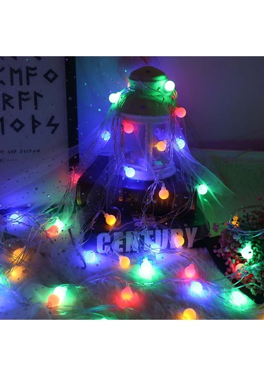 Geeksen Toplumcu Top Şekilli Işık Zinciri, Ev Ve Bahçe Dekorasyonu, Sürekli Ve Titrek Modlar, 3m 20 Renkli Işık, Pil Dahil Değil Beyaz