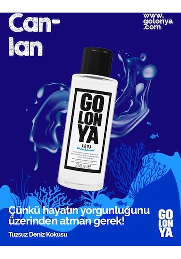 Golonya Tuzsuz Deniz Kokulu Cam Şişe Kolonya 250 ML