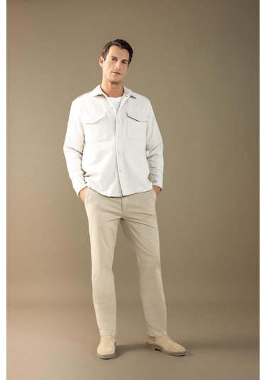 DeFacto Relax Fit Akrilik Karışımlı Düz Uzun Kollu Gömlek Ceket C5961AX24AUBG711