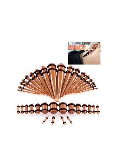 Sones 36 Adet Unisex Akrilik Kulak Genişletme Kulak Genişletici 14g-00g Aksesuar Seti Çikolata Çok Renkli