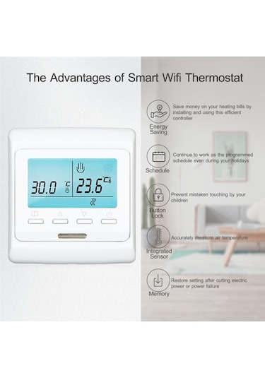Pazly Dahili Sensörlü Elektrikli Lcd Ekran Dijital Termostat Akıllı Sıcaklık Kontrol Cihazı