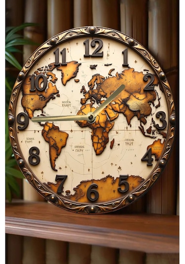 Sessiz Yuvarlak Ahşap Duvar Saati, Kuvars Hareketli 3d Görünümlü 2d Saat Sdw132 Renkli