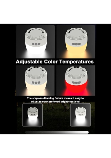 Teltree Uzun Ömürlü Led Kamp Lambası: 3 Renk Sıcaklığı, Şarj Edilebilir, Su Geçirmez, Taşınabilir Çadır Aydınlatması Bej