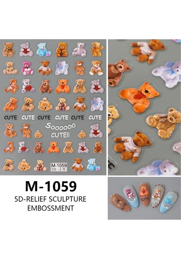 Nail Art Etiketler Çıkartmaları 5d Kabartmalı Kendinden Yapışkanlı Karikatür Çiçek Kelebek Yıldız Tırnak Çıkartmaları Kremalı Beyaz