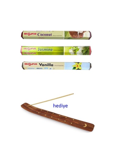 3 Paket 20 Çubuklu Tütsü Jasmine - Coconut - Vanilla - Kayık Hedi