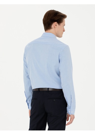 Cacharel Açık Mavi Slim Fit Uzun Kollu Klasik Gömlek Denım