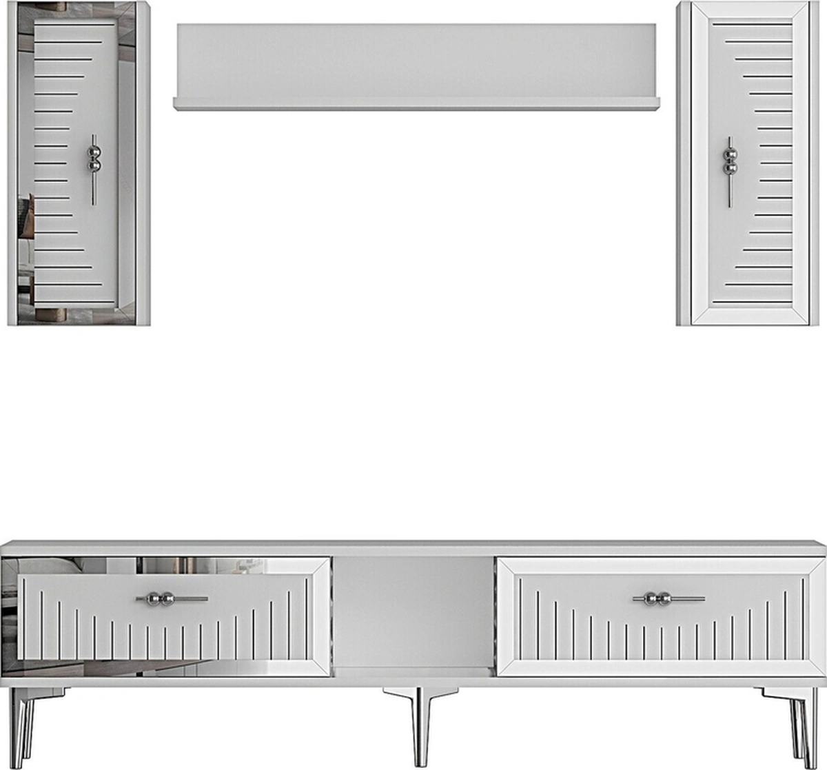 Tvr1501bs - Tuna150 Tv Ünitesi Beyaz Sılver 150cm BEYAZ-GÜMÜŞ