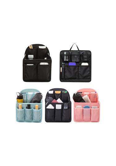 Reedark Seyahat Çanta Organizeri, Bölmeli, Büyük Kapasiteli, Çeşitli Eşya Saklama İç Çanta, Nilon Materyal, Siyah, A Modeli Siyah