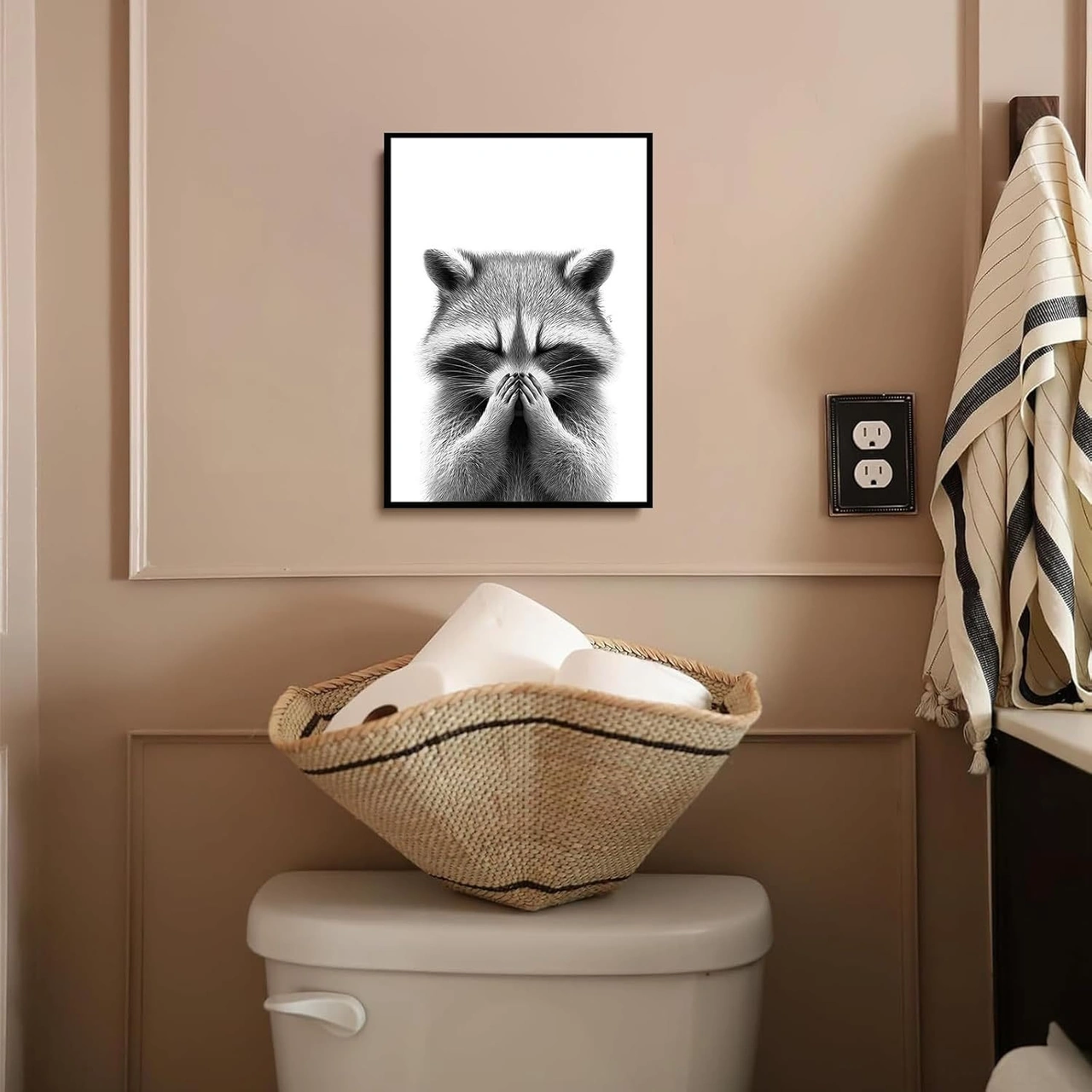 Yuntech01 25x20 Cm 4 Adet Kelebek Fil Zürafa Köpek Temalı Komik Banyo Posteri - Duvar Dekoru Duşakabin Dekorasyonu Tuval Sanatı Siyah