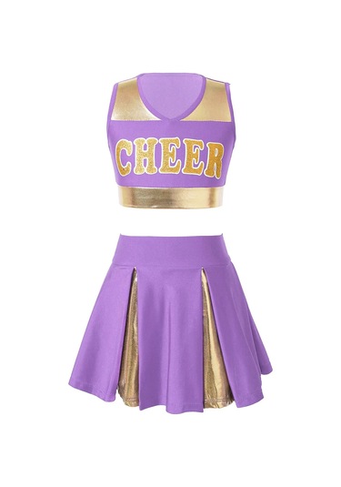 Mavi Çocuk Kız Amigo Dans Elbise Set Kolsuz Mektup Baskı Kırpma Üst Etek Tezahürat Üniforma Mavi