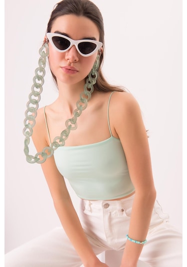 Lonca Mint İp Askılı Crop Top Mint