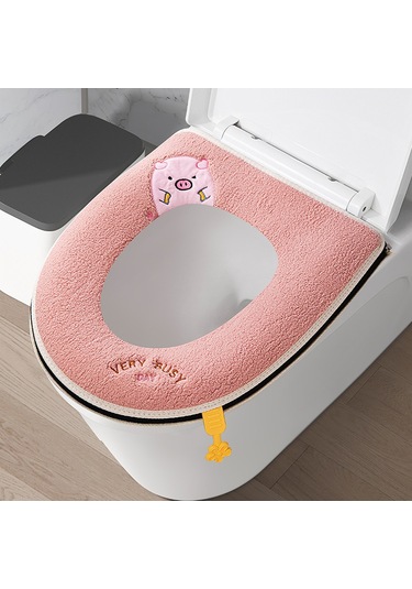 Ev Tipi Tuvalet Dört Mevsim Üniversal Klozet Su Geçirmez Kapak Tuvalet Halkası Meng Meng Domuzu - Pembe Pembe