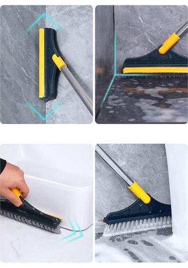 Temizleme Fırçası Zemin Araba Ev Sihirli Fırça Süpürge Uzun Saplı Çekpas Çift Fırçalı Çekçek