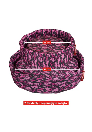 Xpermate Sünger Simit Küçük Irk Köpek Kedi Yatağı 55 Cm Kamuflaj