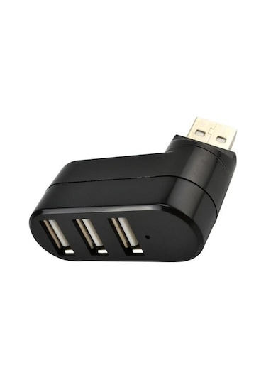 Valkyrie 3 Portlu Usb 2.0 Hub Döner Kafalı Splitter Hub Adaptör Siyah