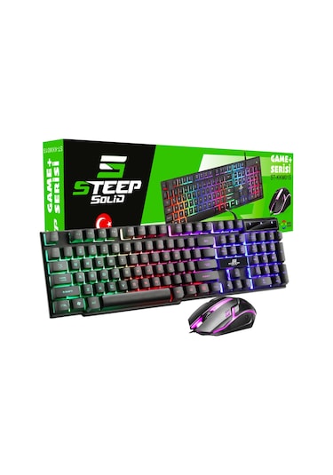 Steep Solid ST-KKM01S Mekanik His Rainbow Oyuncu Klavye Mouse Set