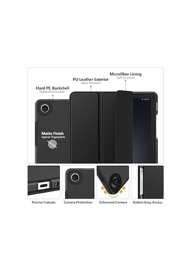 Samsung Galaxy Tab Uyumlu A9 Plus Sm-x210 Tablet Kılıfı Akıllı Standlı