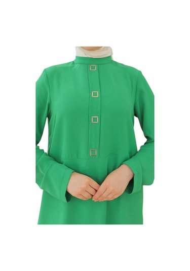 Levidor Kare Çıtçıtlı Tunik 24yt451 Yeşil