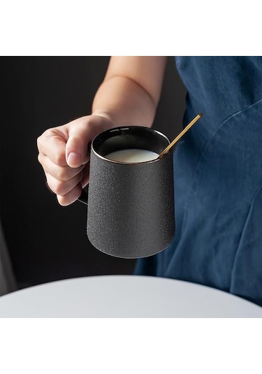 Seramik Kupa Tumblers Çay Tumbler Bardak Kahve Süt Kupalar Yenilik Büyük Vintage Ev Siyah Kupası Kupalar Siyah