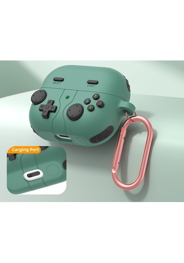 Samsung Galaxy Buds 3 / Galaxy Buds 3 Pro Uyumlu Silikon Kılıf Anahtarlıklı Kılıf Yeşil