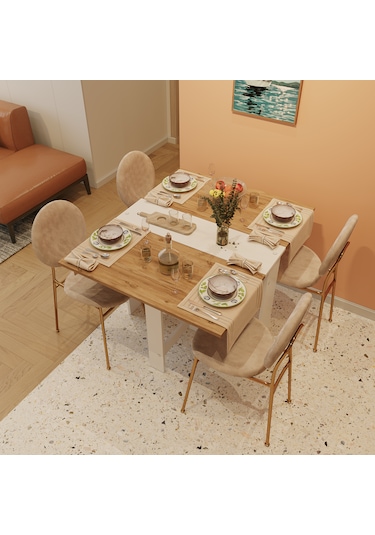 Pratik Katlanır Mutfak Yemek Çalışma Masası - 6 Kişilik - %100mdf