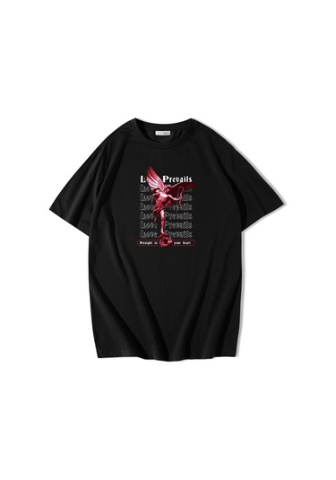 Brz Collection Oversize Love Prevails Aşk Galip Gelir T-shirt-siyah Siyah