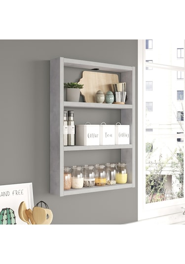Robinhome Robin Home Marla 3'Lü Duvar Rafı Mutfak Banyo Rafı Taş Ma1-Rt