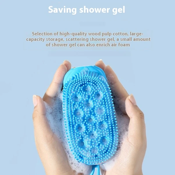 Globalbloom Mavi 2'li Yüzeyli Soft Köpük Vücut Fırçası, Peeling Banyo Fırçası, Ev Seyahat Otel