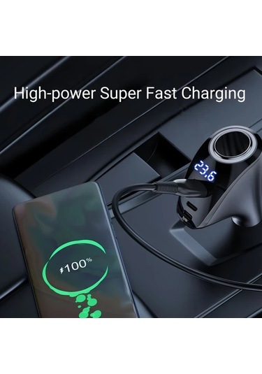Chuangyinshop 1 Pc Adapter & A To C Kablolu 170w Max 4 Portlu Usb C Araç Şarj Cihazı 12v/24v Dual Pd Hızlı Şarj İphone İpad Galaxy İçin