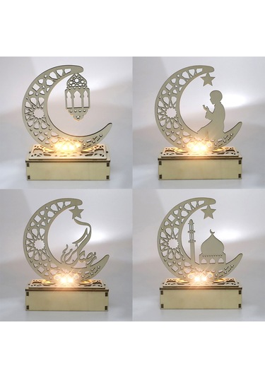 Xiyyadms Ahşap Aydınlatmalı Ramazan Ayı Heykeli - Dekoratif Led Lehim Ürünü - Jm01932 Modeli Pil Dahil Değil Diğer