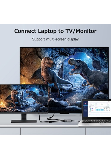 Skycity Type-c 4'lü Hub: Hdmı 4k, Vga 1080p, Usb3.0 5gbps Ve 100w Pd, Alüminyum Gövde