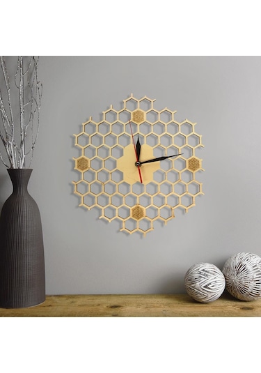 Homyl Altıgen Ahşap Duvar Saati Sessiz Kuvars Saatleri Oturma A A