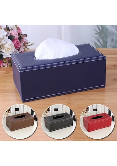 1-orta-pu Doku Kutusu Dikdörtgen Kağıt Havluluk Masaüstü Peçete Saklama Kabı Mutfak Doku Tepsisi Ev Ofis Için