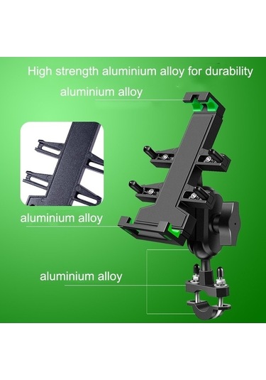 Wondernest A02 Motosiklet Cep Telefonu Navigasyon Braketi, Anti-şok Alüminyum Alaşımlı Raf Dikiz Aynası Modeli Siyah