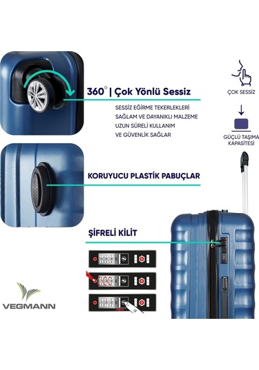Vegmann Delphin Mavi Kabin Boy Valiz Mavi