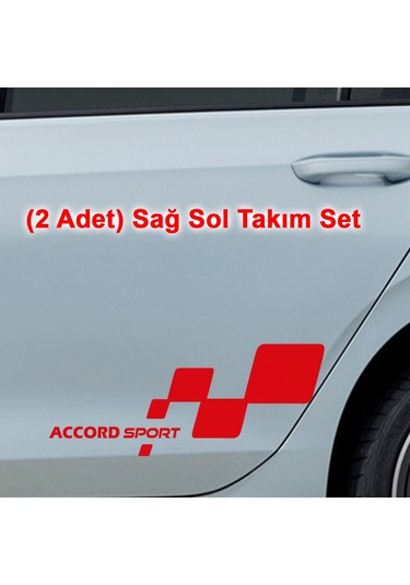 2 Adet Accord Sport Sticker - Accord Sticker - Kapı Altı Sticker - 50cm X 20cm - Kırmızı