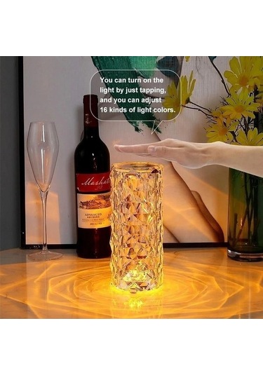 Willowhaven Tatlı 16 Renkli Kristal Masa Gül Işık, Uzaktan Kumanda İle Romantik Elmas Gece Masası Dekor Çok Renkli