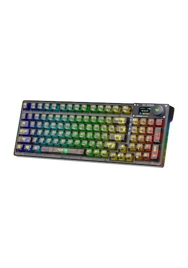 Aula F98 Pro Oled Ekranlı Makrolu Kablosuz Rgb Hot-swap Gasket Pre-lubed Switch Mekanik Klavye