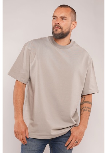 Gabria Bisiklet Yaka Erkek T-shirt Gri
