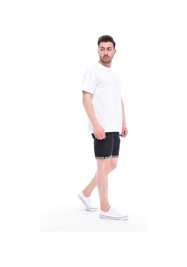 Cedy Denim Erkek Kot Şort Slim Fit Jean Şort - C342 Siyah