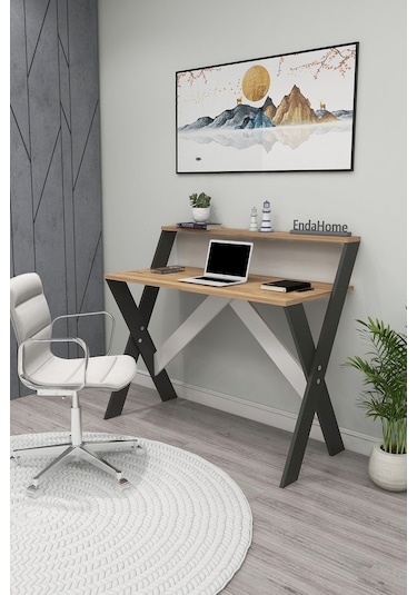 Enda Home Ders Çalışma Masası X Ayaklı Atlantik Çam Antrasit - Atlantik Çam