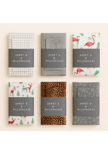 Desenli Çift Kişilik Lastikli Battal 180 X 200 Çarşaf Ve 2 Adet Yastık Kılıfı Antrasit