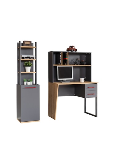 Antre Karyola Çalışma Masası Komodin Kitaplık Genç Odası Dolap Antrasit