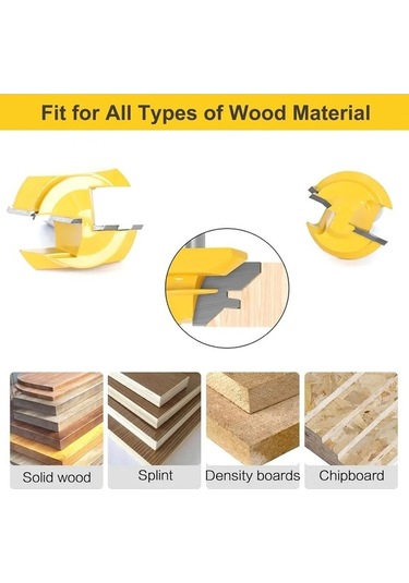 Fortunelane 3'lü Set 1/4 İnç Saplı Ahşap Birleştirme Frezi: 45 Derece Yuva Kesici, Doğru Açı Pencereci Ve İç Çizgi Oluşturucu - A