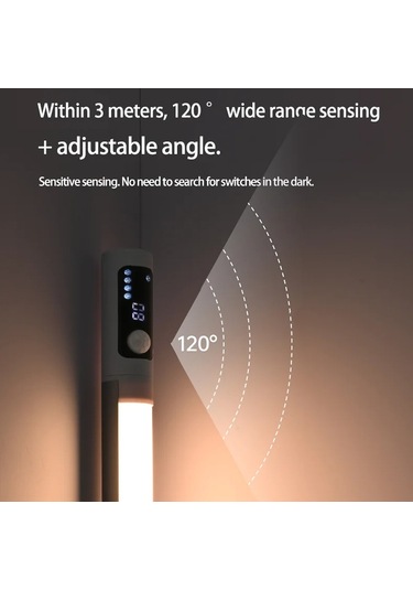 Sones Şarj Edilebilir Dolap Altı Led Hareket Sensörlü Gece Lambası Dijital Ekranlı 2000mah Gümüş Diğer