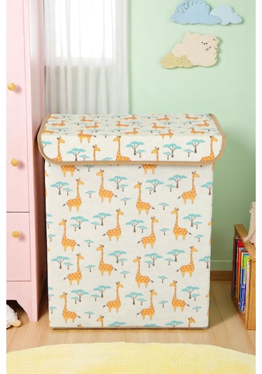 İronika Graffe Bebek Odası Kapaklı Kutu Dolap İçi Organizer Oyuncak Eşya Çamaşır Saklama Kutusu Düzenleyici Bej